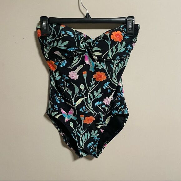 Kate Spade Marina Black Hummingbird One- Piece Swimsuit- Size Small - Picture 3 of 9
